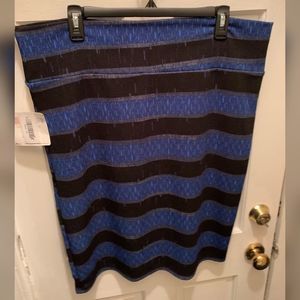 LuLaRoe Cassie Blue Striped Skirt Sz 3X